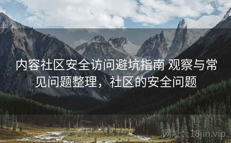 内容社区安全访问避坑指南 观察与常见问题整理，社区的安全问题